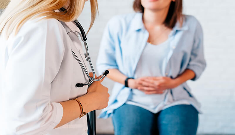 A patient visiting her doctor for Abdominal Aortic Branch Occlusion generally for pain