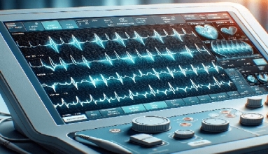 Effective ECG Interpretation Guide: A professional electrocardiogram (ECG) machine displaying a detailed and intricate ECG report with complex wave patterns, including precise P waves, QRS complexes, and T waves, indicative of expert heart rhythm analysis.