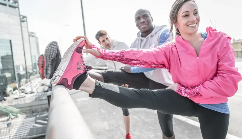 Group of urban runners making sport in an urban area