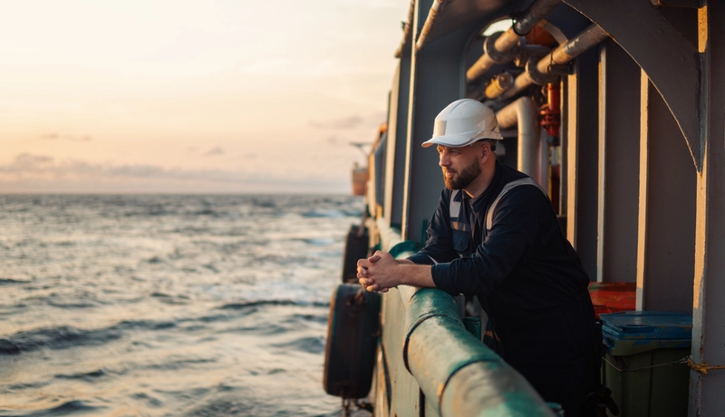 Marine Deck Officer or Chief mate on deck of offshore vessel or ship