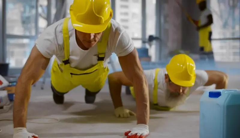 Two maritime workers doing exercises for better muscle health